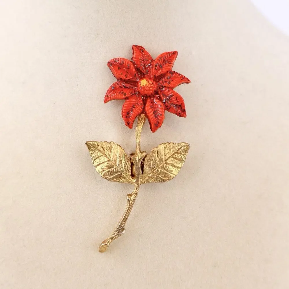 Vintage Miraculous Medal Virgin Mary Flower Brooch‎ Pin Catholic Religious 3